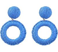 TOEECY Orecchini Rotondi Intrecciati Rattan Geometrici Pendenti Artigianali Estivi Leggeri Donna