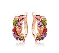 TOEECY Orecchini Semicerchio Multicolore Cristallo Zirconia Cubica Placcati Oro Rosa Eleganti Brillanti Gioielli Donna