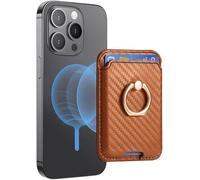 TOEECY Porta Carte Portafoglio Magnetico Supporto con Fibbia Anello Girevole con Slot Carte in Pelle Facile Accesso Alle Adatto per iPhone 16 15 14 13 12 Serie(Marrone)