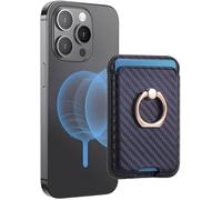 TOEECY Porta Carte Portafoglio Magnetico Supporto con Fibbia Anello Girevole con Slot Carte in Pelle Facile Accesso Alle Adatto per iPhone 16 15 14 13 12 Serie(Viola Scuro)