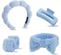 Toeecy Set Di Fasce Per Capelli In Velluto Morbido E Fermaglio Accessori Per Capelli Eleganti E Confortevoli Fascia Per Capelli Fermaglio E Polsini Per Donna Ideale Per Yoga Trucco Cura Del Viso Spa