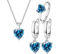 TOEECY Set Gioielli Cuore Zirconia Collana Orecchini Anello Argento Brillante Cristallo Elegante Donna