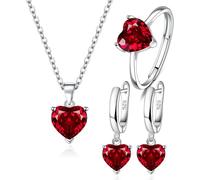 TOEECY Set Gioielli Cuore Zirconia Collana Orecchini Anello Argento Brillante Cristallo Elegante Donna