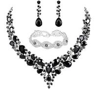 TOEECY Set Gioielli Donna Cristallo Elegante Collana Bracciale Orecchini Champagne Cerimonia Matrimonio Accessori Lusso