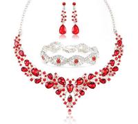 TOEECY Set Gioielli Donna Cristallo Elegante Collana Bracciale Orecchini Champagne Cerimonia Matrimonio Accessori Lusso