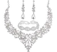 TOEECY Set Gioielli Donna Cristallo Elegante Collana Bracciale Orecchini Champagne Cerimonia Matrimonio Accessori Lusso