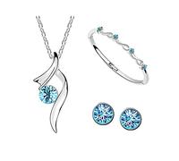 TOEECY Set Gioielli Donna Onda Cristallo Collana Pendente Bracciale Orecchini Eleganti Argento Brillanti Accessori