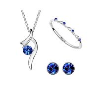 TOEECY Set Gioielli Donna Onda Cristallo Collana Pendente Bracciale Orecchini Eleganti Argento Brillanti Accessori