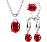 TOEECY Set Gioielli Ovali Zirconia Collana Orecchini Anello Argento Brillante Cristallo Elegante Lusso