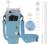 TOEECY Stanley Cup Accessori 6 Pezzi Set Contiene Tappo in Paglia Tappo a Tenuta Stagna Cannuccia Spazzola Cannuccia Manica a Coppa per 30 oz 40 oz Capacità Coppa Non Inclusa（Blu）