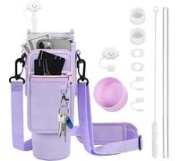 TOEECY Stanley Cup Accessori 6 Pezzi Set Contiene Tappo in Paglia Tappo a Tenuta Stagna Cannuccia Spazzola Cannuccia Manica a Coppa per 30 oz 40 oz Capacità Coppa Non Inclusa（Viola）