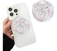 TOEECY Supporto Impugnatura Supporto Magnetico per Cellulare Airbag Porta Telefono a Forma di Cuore in Paillettes Supporto Base Estensibili per Smartphone(Argento)
