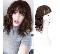 TOEECY Topper Capelli Veri Donna Ondulato Extension Capelli Naturali Frangetta Capelli Veri Clip Per Look Elegante e Quotidiano (Rosso lampone)