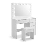 Toeletta tavolo trucco specchio LED Hollywood illuminazione, cassetti e sgabello