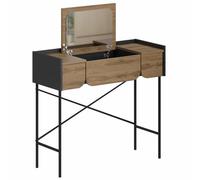 Toeletta Trucco Rovere Moderna Mobile Salvaspazio con Cassetti e Specchio