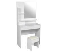 Toelette CONSOLLE SCRIVANIA MODERNA TAVOLO SPECCHIO SGABELLO BIANCO 1558040