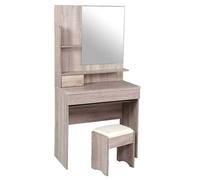 Toelette CONSOLLE SCRIVANIA MODERNA TAVOLO SPECCHIO SGABELLO ROVERE 1558040 cm