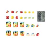 Toenail Press Nails - Vibrant Summer Designs, Durable Acrylic Material Kit