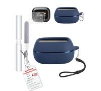 toergy Custodia + 2 pellicole protettive in idrogel per auricolari wireless JBL Live Flex/Live Beam 4 HyperSpeed, in morbido silicone, antiurto, antigraffio, con ritagli precisi, colore: blu