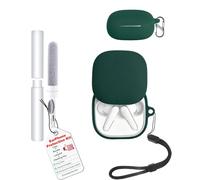toergy Custodia antiurto impermeabile in silicone per Anker Soundcore Liberty 4 Pro, cover morbida e sottile con cordino, portachiavi e kit di pulizia, verde