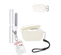 toergy Custodia in silicone impermeabile antiurto per JBL Wave Buds 2, morbida e sottile con cordino, portachiavi e kit di pulizia, bianco