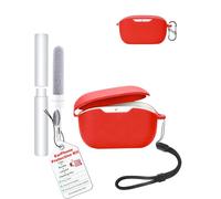 toergy Custodia in silicone impermeabile antiurto per JBL Wave Buds 2, morbida e sottile con cordino, portachiavi e kit di pulizia, rosso