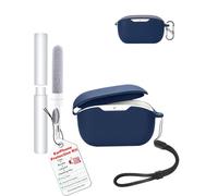 toergy Custodia in silicone impermeabile antiurto per JBL Wave Buds 2, morbida e sottile con cordino, portachiavi e kit di pulizia, blu