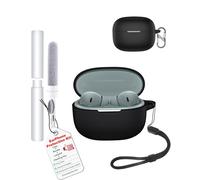 toergy Custodia in silicone impermeabile antiurto per moto buds 2, custodia morbida e sottile con cordino, portachiavi e kit di pulizia, nero