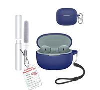 toergy Custodia in silicone impermeabile antiurto per Moto Buds 2, morbida e sottile, con cordino, portachiavi e kit di pulizia, blu