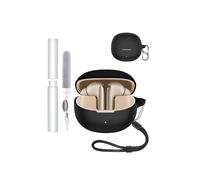 toergy Custodia protettiva in silicone per auricolari QCY Melobuds Pro, ecologica, con posizionamento preciso del foro, resistente agli urti e ai graffi, piacevole al tatto, nero