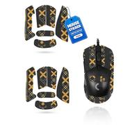 toergy Set di 2 nastri antiscivolo per mouse Logitech G703 Lightspeed Pro, resistenti al sudore, facili da usare, design autoadesivo, kit di aggiornamento professionale per mouse, stampa nera e dorata