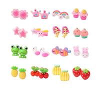 TOFBS 16 Paia Orecchini a Clip Bambina Principessa Gioielli, Fiore Stella Arcobaleno Fragola Rana Corona Orecchini con Clip Senza Piercing Set di Gioielli per Ragazze per Bambini