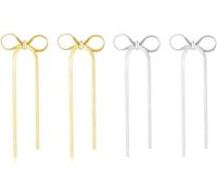 TOFBS 2 Paia Orecchini Fiocco Lucidi Placcati Oro Argento Lobo Donna Eleganti Orecchini Perno Gioielli Quotidiani