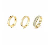 TOFBS 3 Pezzi Set Anelli Impilabili Placcati Oro 18k Zirconia Cubica Brillante Gioielli Donna Eleganti Lussuosi