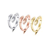 TOFBS 3PCS Anelli di Abbraccio Donna Argento 925 Regolabile a Forma Oro Anello Set Aperto Anxiety Promessa Ring Gioielli Regalo San Valentino Natale Festa della Madre Compleanno