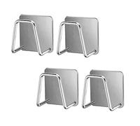 TOFBS 4 Pezzi Portaspugna Autoadesivo Porta Spugna Ganci in Acciaio Inox per Lavello Cucina Bagno Asciugamano Rack Ganci a Parete Impermeabile Porta Lavello in Spugna (Argento)