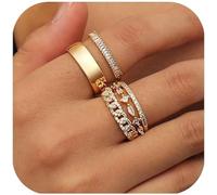 TOFBS 5 Pezzi Anelli Impilabili Oro 14k Zirconia Cubica Set Anelli Donna Eleganti Brillanti Eternity Fedi Sottili