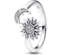 TOFBS Anelli Donna Argento 925 Sole Luna Set Anello Brillano Insieme Diamante Regolabile Opale Anelli Coppia Rings Promessa Regalo di Nuziale Compleanno Matrimonio Luna 56