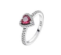 TOFBS Anelli Donna Cuore Sublime Rosso Argento 925 Zirconia Cubica Anello Anniversario Promessa Fidanzamento Gioielli Nuziali Sposa Anello con Diamante per Donne e Ragazze (52)