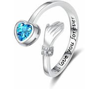 TOFBS Anello a forma di cuore con zirconi regolabile in argento sterling anello con incisione 'I Love You Forever' anello aperto per donna