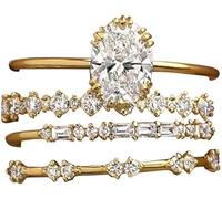 TOFBS Anello Di Fidanzamento Con Zirconi Cubici Set Di 4 Anelli Placcati In Oro Gioielli Eleganti Per Donna Anelli Di Moda Per Ogni Occasione Accessori Di Lusso Per Matrimonio E Feste