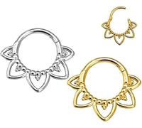 TOFBS Anello Piercing Naso Fiore Lotus Acciaio Inossidabile 316l 16g Septum Clicker Cartilagine Orecchio