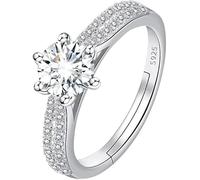 TOFBS Argento Sterling 925 Anello per Donna Ragazze Cubic Zirconia Anello Aperto Regolabile Romantico Halo Anello per Fidanzamento Promessa Matrimonio Anniversario San Valentino (#6)