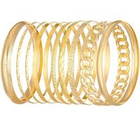 TOFBS Bracciale Donna 10 Pezzi Esagerato Braccialetto Retrò Impilato Irregolare Set in Lega Vari Stili Regali per La Moglie Braccialetti Donne （Oro）