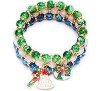 TOFBS Braccialetto di Natale Set Bracciali Donna 3 Pezzi Braccialetti Amicizia Natale Charms Bracciali Braccialetti Festa Regalo per Ragazze Bambin #1