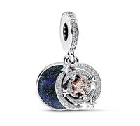 TOFBS Charm Donna Bicolore Sole Luna Stella Divisibile Argento Sterling 925 Zirconia Cubica Ciondolo Compatibile Bracciale Pendenti Regalo Compleanno Festa Bambine Mamma (#3)