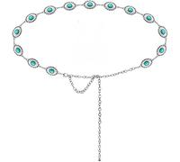 TOFBS Cintura in Vita Cintura a Catena da Donna Elegante Regolabile con Turchese Catena in Vita con Ciondolo Cintura a Catena Metallo per Abito Cappotto Jeans （Argento-1