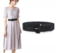 TOFBS Cintura Intrecciata Elastica Da Donna Con Fibbia Rotonda In Metallo Cintura Regolabile In Tessuto Per Abiti Jeans E Gonne Accessorio Alla Moda Per Tutte Le Stagioni