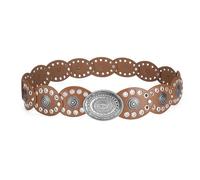 TOFBS Cintura per Donna Elegante Vintage Larga a Disco Regolabile Cintura in Pelle con Borchie Cintura Fibbia in Metallo Larga Stile Cowboy Accessori(Cammello)