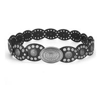 TOFBS Cintura per Donna Elegante Vintage Larga a Disco Regolabile Cintura in Pelle con Borchie Cintura Fibbia in Metallo Larga Stile Cowboy Accessori(Nero)